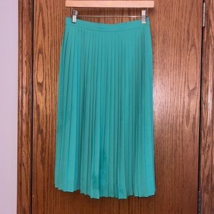 JCrew Kelly Green Pleated Midi Skirt
